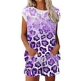 thumbnail image 1 of Gaecuw Two Piece Sets for Women Dressy 2 Piece Short Outfits Summer with Pocket Drawstring Floral Print Loungewear Sleeveless Round Neck Tops Pajamas Pants Vacation Tracksuits Purple 2XL, 1 of 5