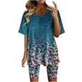thumbnail image 1 of Gaecuw Two Piece Short Set for Women Legging Sets Short Sleeve Pullover Short Length Seamless Shorts V Neck Oversized Waist Fashion Suits Casual Summer Sets Suit Set Womens Two Piece Outfits Green XL, 1 of 3