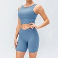 thumbnail image 1 of Gaecuw Two Piece Shorts Outfits for Women Legging Sets Sleeveless Tank Tops Short Length Seamless Shorts Square Neck Crop Fashion Suits Summer Sets Solid Suit Set Two Piece Outfit Coffee L, 1 of 6