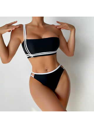 Swimsuit Women Stock Drop Bandage Push Up Bra Women's Bikini Set Solid  Swimsuit Set Beachwear Triangle Bikini Set 