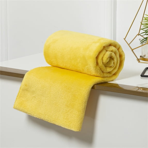 Gaecuw Ultra Soft Bath Towel Extra Large Fluffy Warm Blanket Coral Plaid Throw Blankets Fluffy Warm for Bathroom Shower Pool Hotel Beach(Yellow, Polyester)