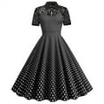 thumbnail image 1 of Gaecuw Vintage Dress Women Collared Neck Short Sleeve Retro Dresses Below the Knee Midi Dresses A Line Party Lace Linen Dress Casual Semi Formal Dress Polka Dot Prom Dresses Wedding Guest Dresses, 1 of 8