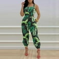 thumbnail image 1 of Gaecuw Womens Jumpsuits Sleeveless Cold Shoulder Overall Square Neck Band Collar Tie Dye Onesie One Piece Outfits Casual Loose Baggy Long Pants Wide Leg Summer Romper Pull On Calf Length Trousers, 1 of 5