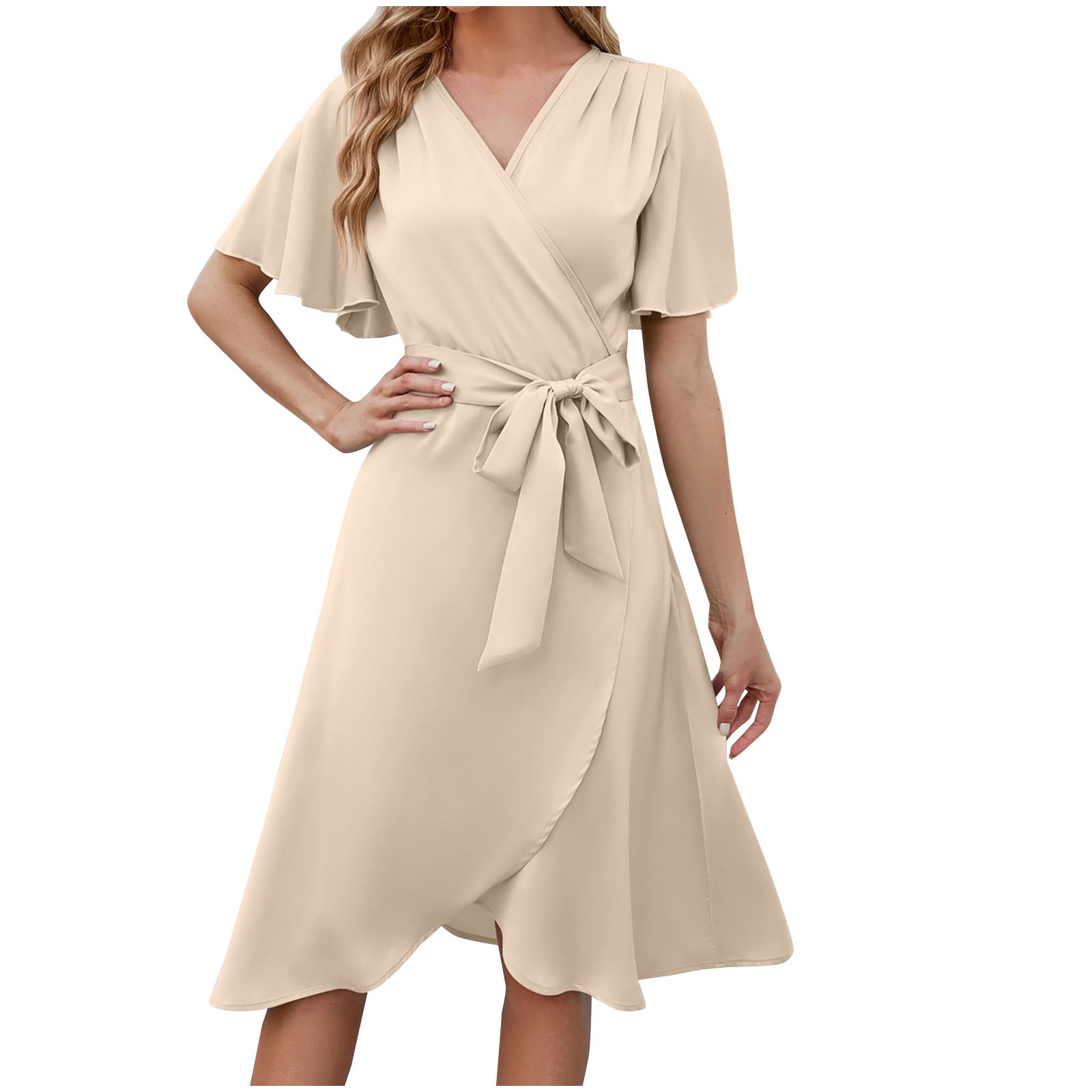 Gaecuw Womens Midi Dresses for Summer V Neck Wrap Liberia Ubuy