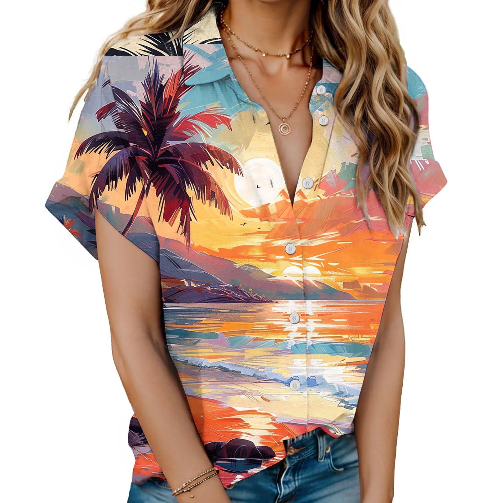 Kolonahe Kalo Hawaiian Print Off Shoulder Trumpet Sleeve Blouse - 2 Color Choices