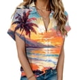 thumbnail image 1 of Gaecuw Womens Summer Blouses Short Sleeve Tops Button down Blouses Hawaiian Floral Print Tees T Shirts Lapel Neck Shirts Beachwear Tropical Vacation Outfits Resort Wear Blue XL, 1 of 5