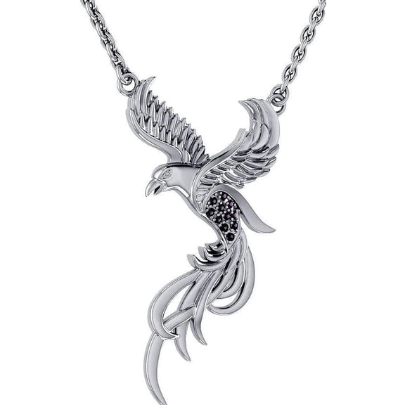 GaelSong 925 Sterling Silver Phoenix Women Necklace with Genuine Amethyst Gemstone Jewelry for Mother with Crystal Accents 18"