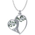 thumbnail image 1 of GaelSong 925 Sterling Silver Tree of Life Pendant in a Heart Shape Necklace with Green Gemstone Jewelry for Women 18", 1 of 4