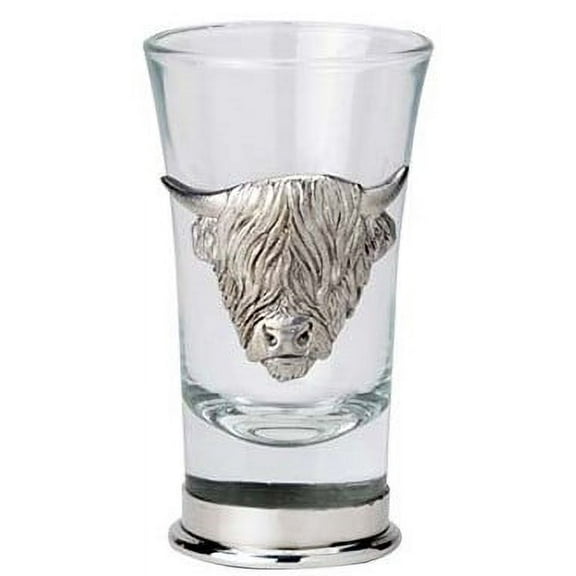 GaelSong Highland Cow Shot Glass Pewter Scottish 2 Oz Handmade Bar Item Celtic Kitchenware Party Drinks Housewarming Gift