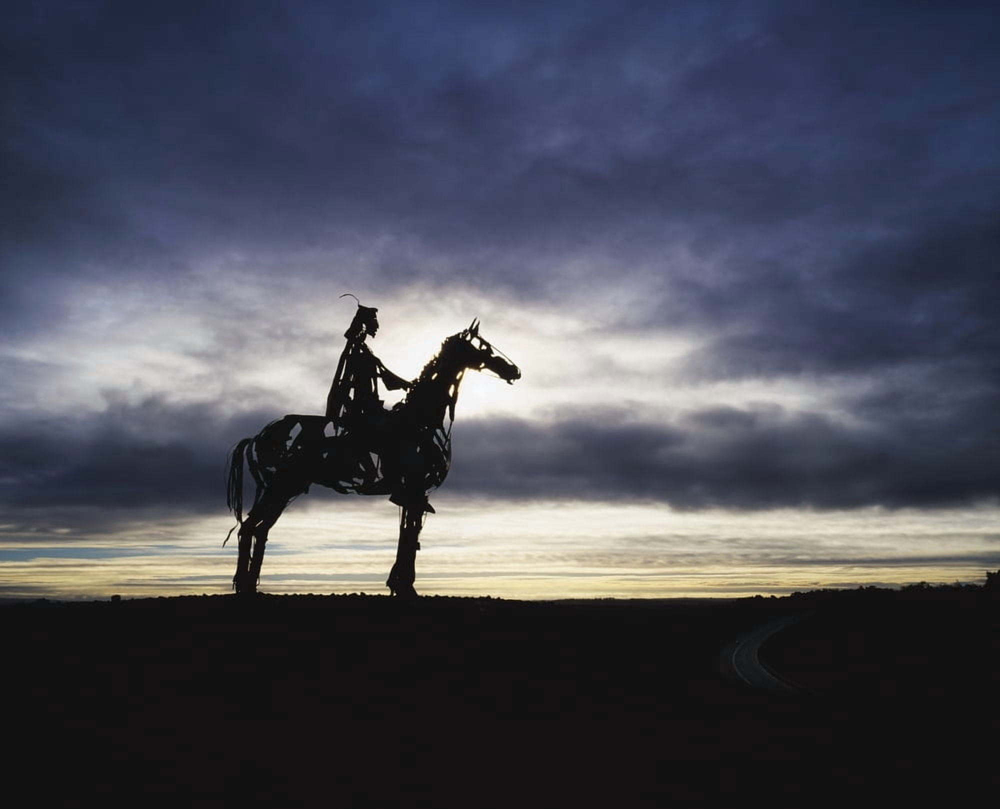Gaelic Chieftain By Maurice Harron Boyle Co Roscommon Ireland Sculpture Overlooking The Battlefield At Curlew Pass Canvas Art - The Irish Image Collection Design Pics (34 x 26)