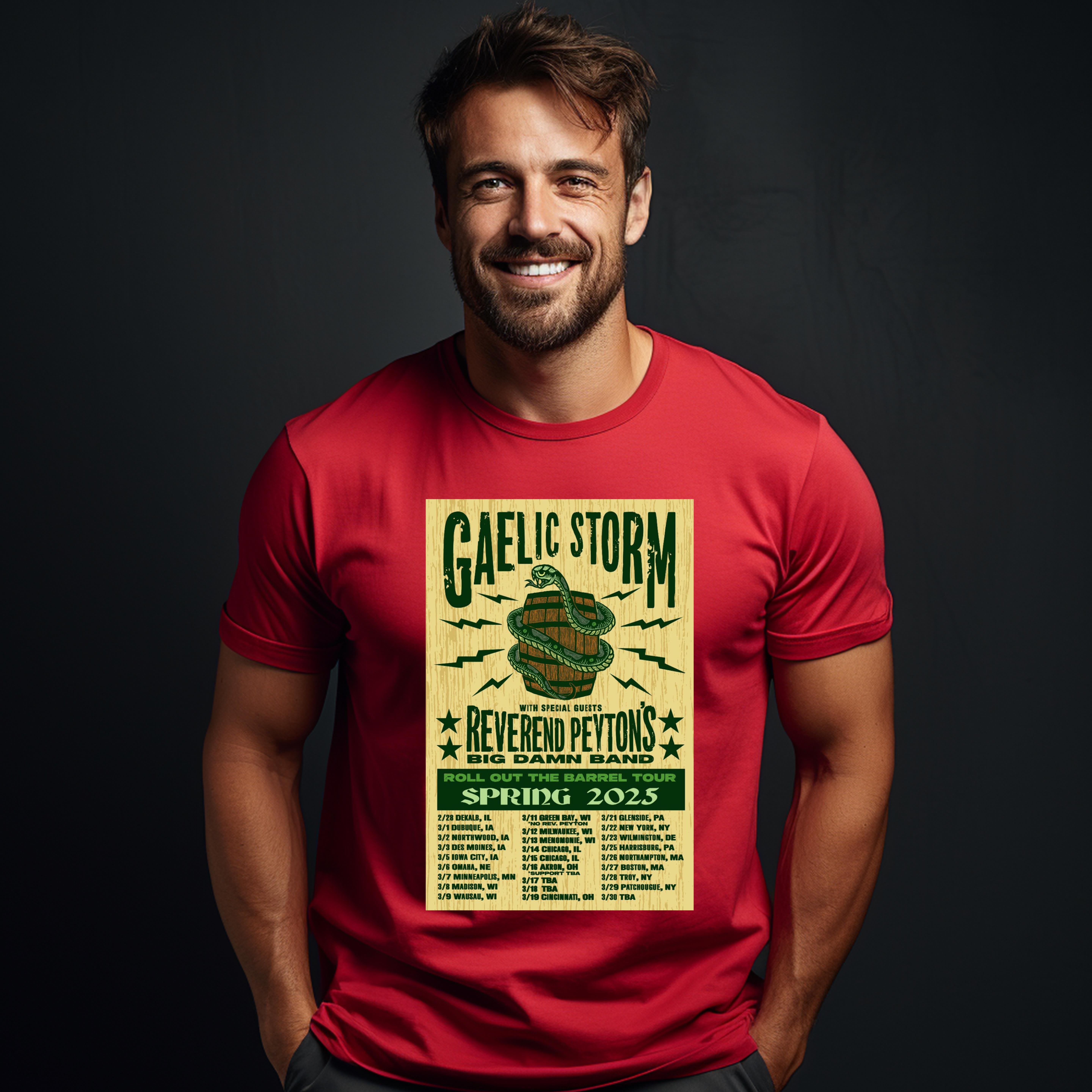 Gaelic Storm Roll Out The Barrel Tour Spring 2025 Poster Shirt Up To