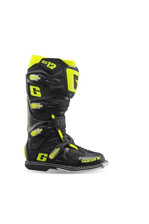 SG-12 Mens MX Offroad Boots Black/Fluo Yellow 10.5 USA