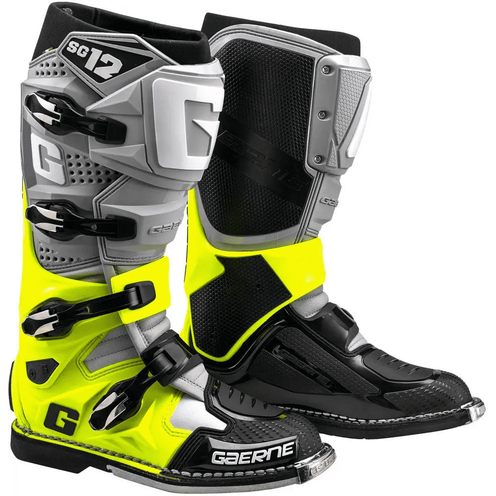 Gaerne SG12 Mens MX Offroad Boots Gray/Yellow/Black 11 USA 