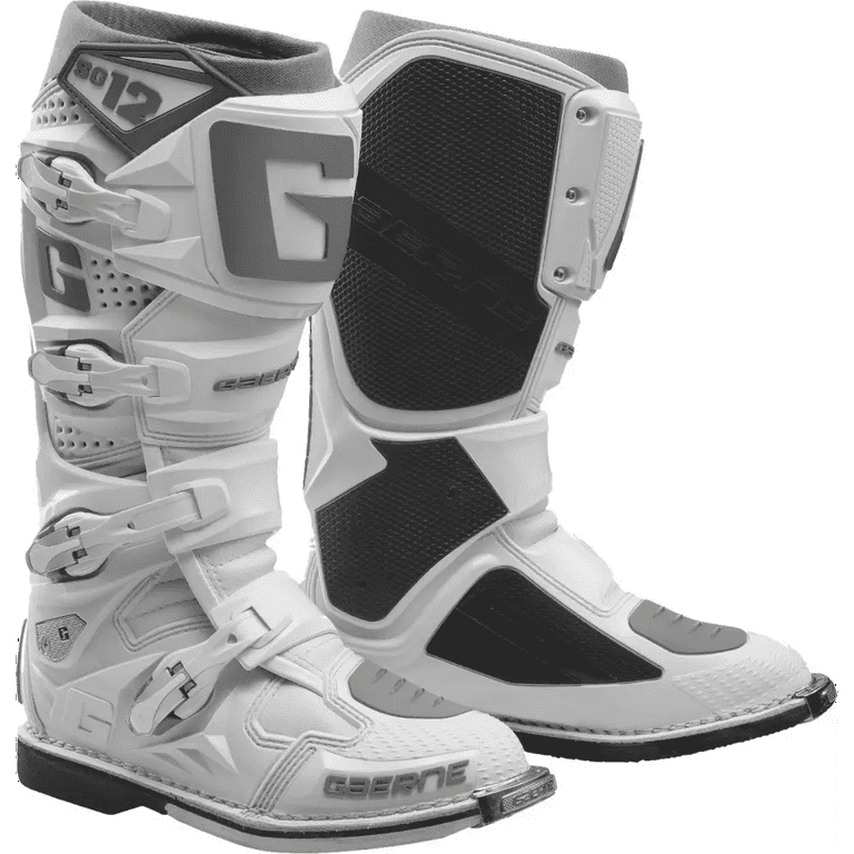 Gaerne SG12 Mens MX Offroad Boots White/Silver 10 USA
