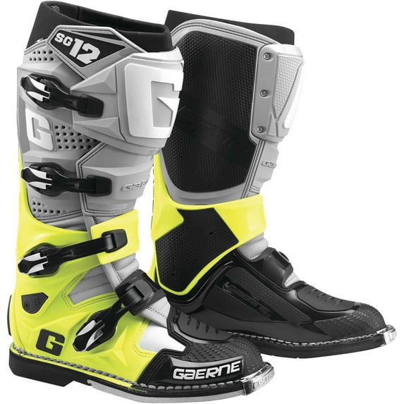 Gaerne SG12 Mens MX Offroad Boots Gray/Yellow/Black 10.5 USA