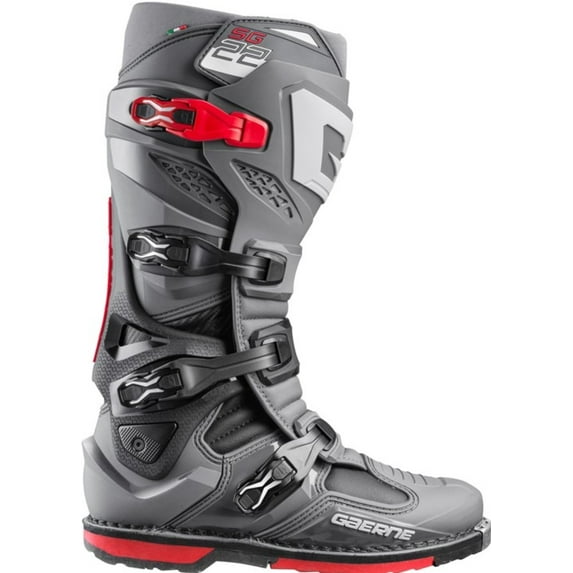 Gaerne SG22 Mens MX Offroad Boots Anthracite/Black/Red 12 USA