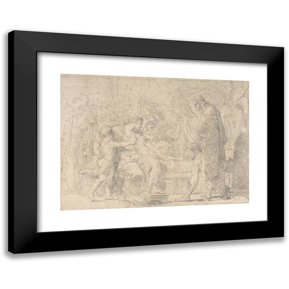 Gaetano Gandolfi 14x11 Black Modern Framed Museum Art Print Titled - The Royal Family of Troy Mourning the Death of Hector (1734-1802)
