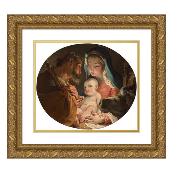 Gaetano Gandolfi 14x12 Gold Ornate Wood Frame and Double Matted Museum Art Print Titled - The Holy Family
