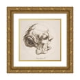 thumbnail image 1 of Gaetano Piccini 12x12 Gold Ornate Wood Frame and Double Matted Museum Art Print Titled - Grotesque Head with a Large Ear and an Open Mouth Looking to the Right Within a Circle (1727), 1 of 4