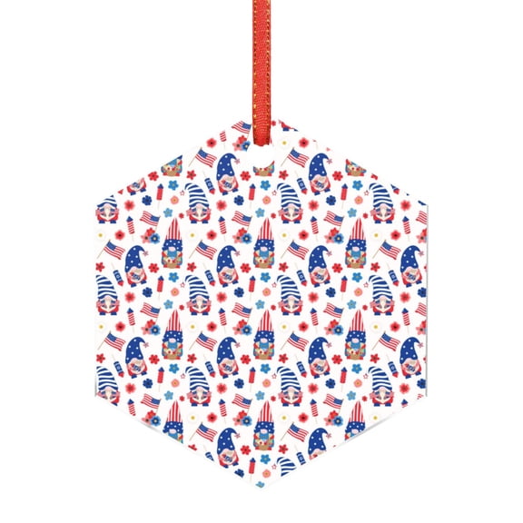 Gaeub 4th Of July Print Christmas Ornaments for Christmas Tree,Christmas Decor,Christmas Decorative Hanging Pendants,Acrylic Christmas Decorations -Hexagon