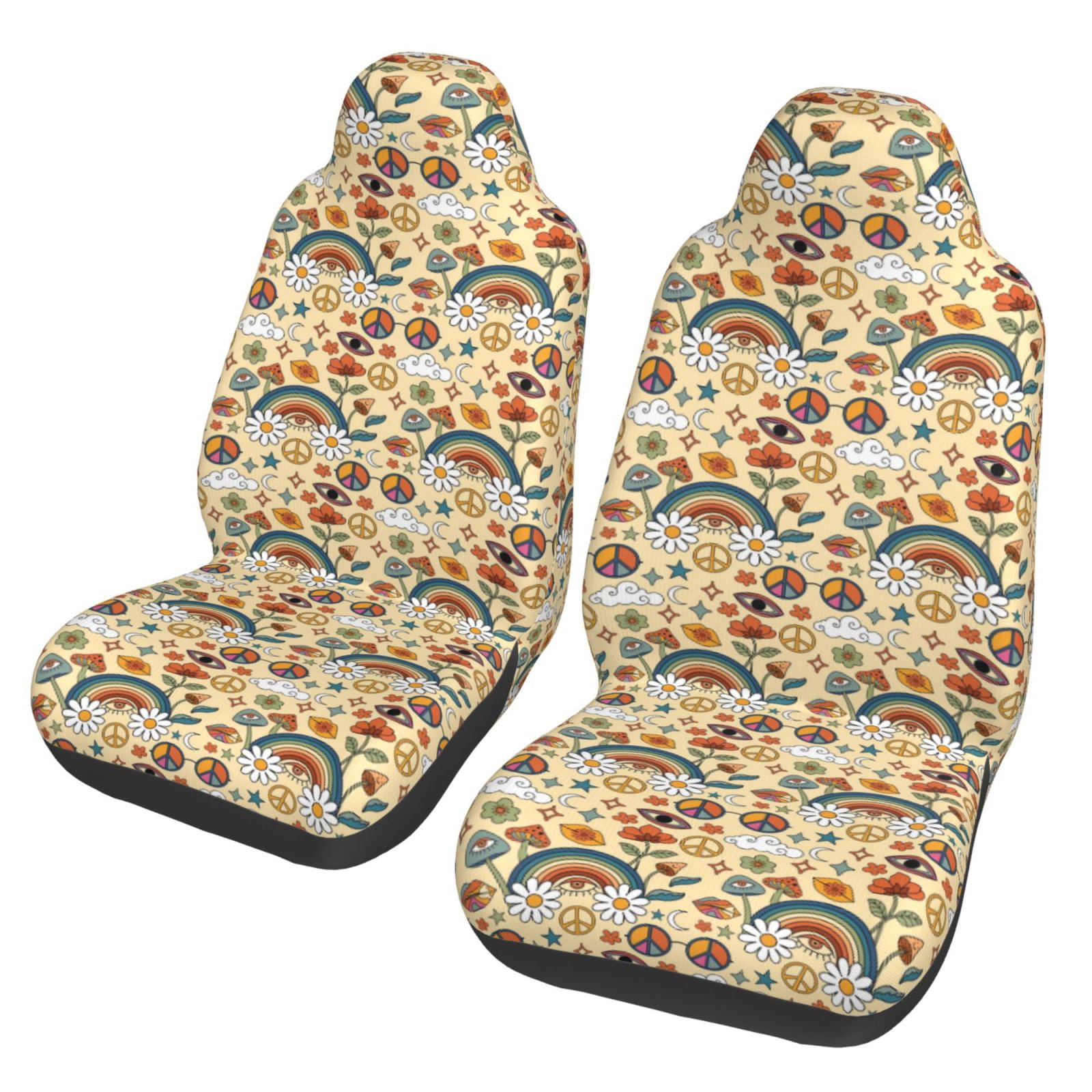 Hippie Car Seat Covers Set 14 Pcs Boho Lotus Car Togo