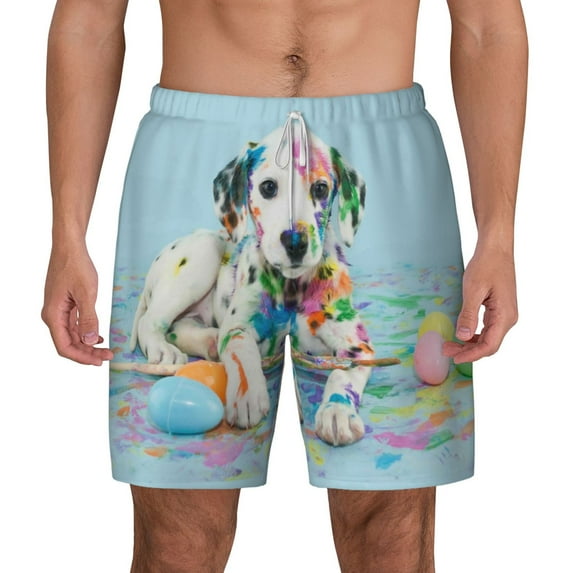 Gaeub A Funny Little Dalmatian Puppy Mens Swim Trunks Stretch Beach Shorts Quick Dry for Men Swim Shorts Swimwear with Pockets- XX-Large