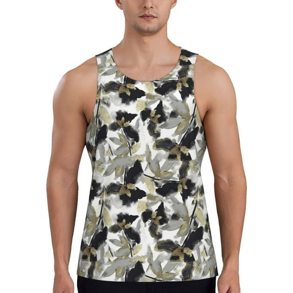 Gaeub Abstract Watercolor Men's Athletic Tank Top, Workout Sleeveless Shirts, Running Tank Tops for Gym, Running, Training - Large