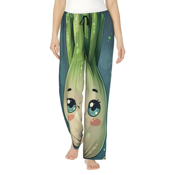 Gaeub Adorable Kawaii Fennel Character Soft Pajama Pants for Women, Wide Leg Comfy Casual Lounge Yoga Capri Pants Wide Leg-Medium