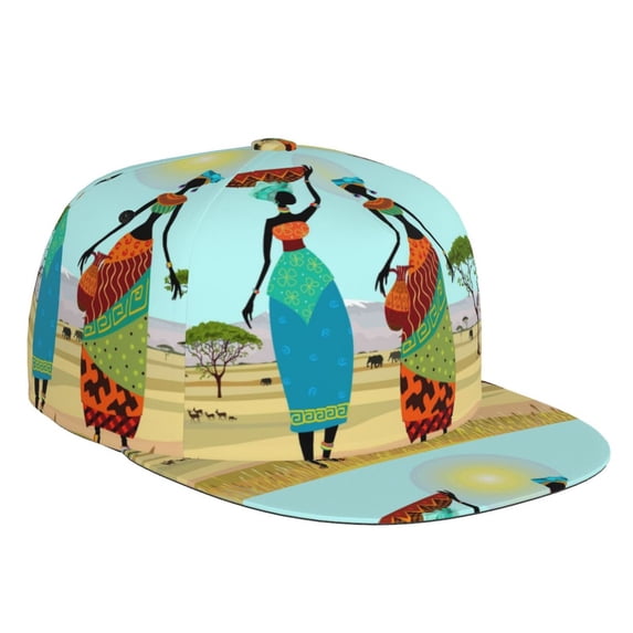 Gaeub African Women Flat Bill Snapback Hats Baseball Caps with Adjustable for Running Workouts and Outdoor Activities
