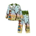 thumbnail image 1 of Gaeub African Women Mens Pajamas Set Mens Sleepwear with Long Sleeve Top & Bottoms PJs-Large, 1 of 7