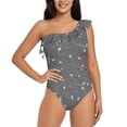 thumbnail image 1 of Gaeub Airplane Routes Around The World Women's One Shoulder Ruffle Tummy Control Swimwear for Swimming Surfing Beach Party - Large, 1 of 8