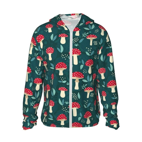 Gaeub Amanita Mushroom Men's and Women's UPF 50+ Long-Sleeved Sun Protection Clothing, Fishing Shirt Long Sleeve Zip - 3X-Large