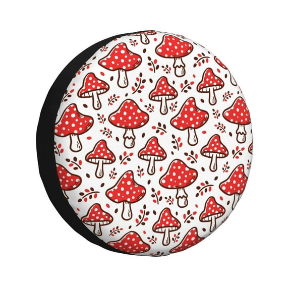 Gaeub Amanita Red Mushroom 14-17in Tire Cover, Spare Tire Cover, for Camper Caravan, Trailer, Car, Truck, SUV, Jeep - 15 inch