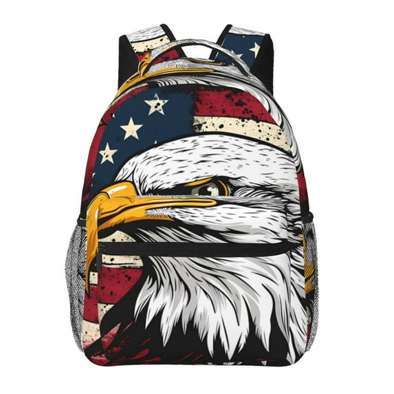 Gaeub American Bald Eagle Ergonomic Lightweight Laptop Backpack - Multiple Pockets for School, Work, Travel, Outdoor Activities -One Size