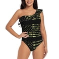 thumbnail image 1 of Gaeub American Flag Camo Women's One Shoulder Ruffle Tummy Control Swimwear for Swimming Surfing Beach Party - Medium, 1 of 8