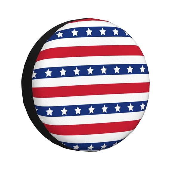 Gaeub American Patriotic Stars And Stripes 14-17in Tire Cover, Spare Tire Cover, for Camper Caravan, Trailer, Car, Truck, SUV, Jeep - 17 inch