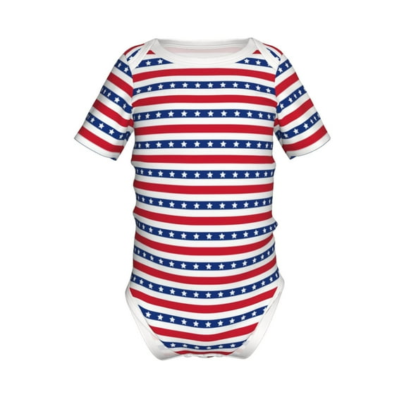 Gaeub American Patriotic Stars And Stripes Print Infant Climbing Onesie,Toddler Outfit,Newborn Baby Bodysuit,Baby Boy Girl Clothes -6 Months
