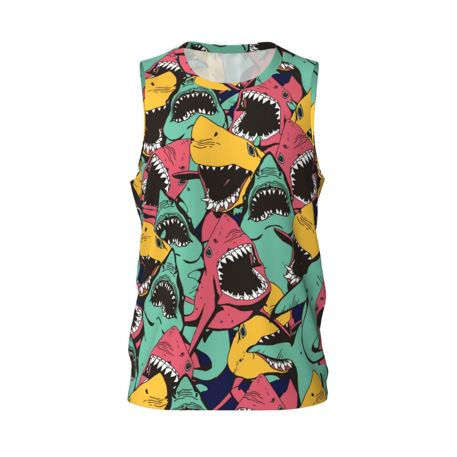 Gaeub Angry Shark Pattern Men's Mesh Basketball Jersey, Quick-Drying  Sleeveless Top S-4XL, Loose Muscle Tank Top -3X-Large - Walmart.com, image size:1600x1600
