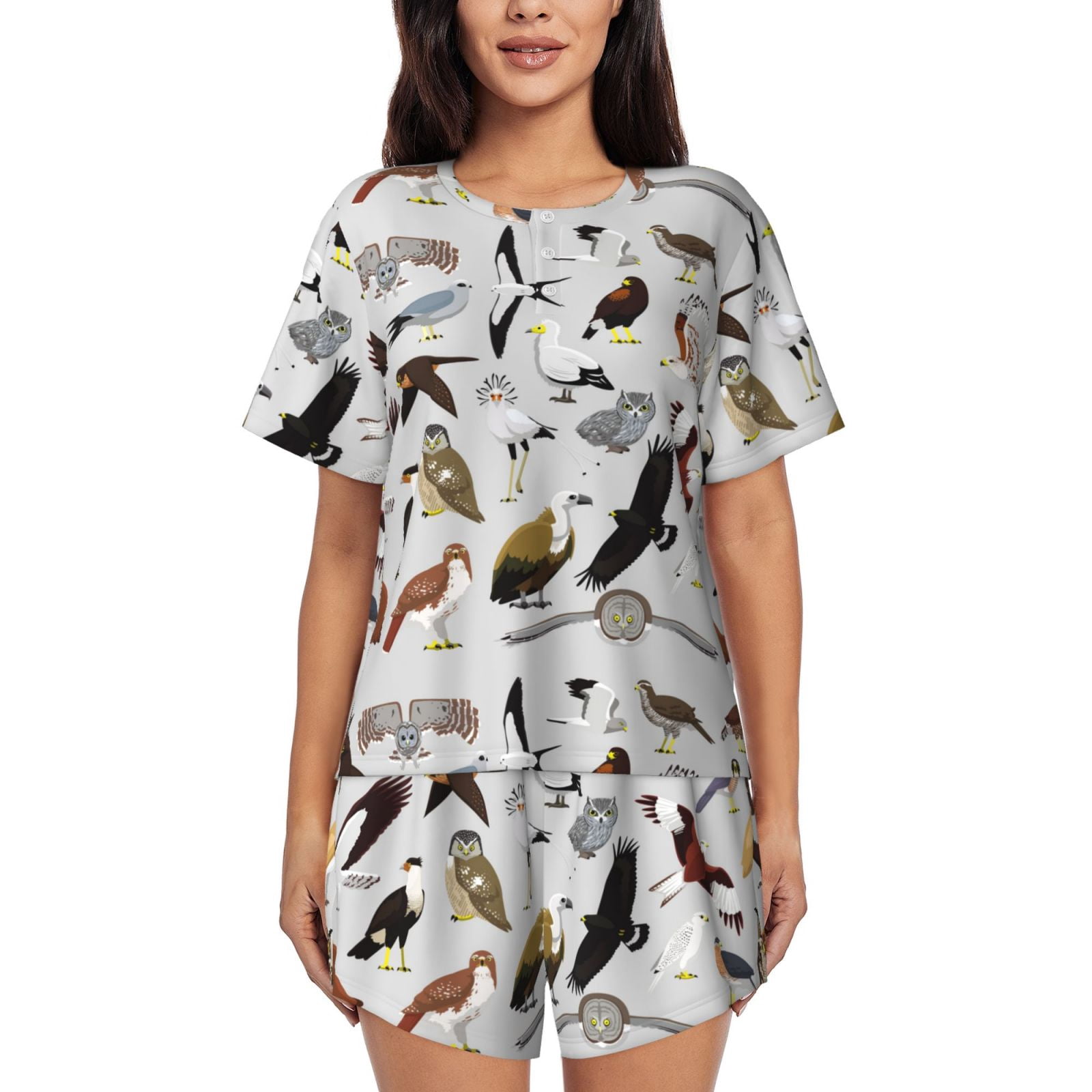 Gaeub Animal Bird Women's Short Sleeve Pajama Set Soft Sleepwear Pjs ...