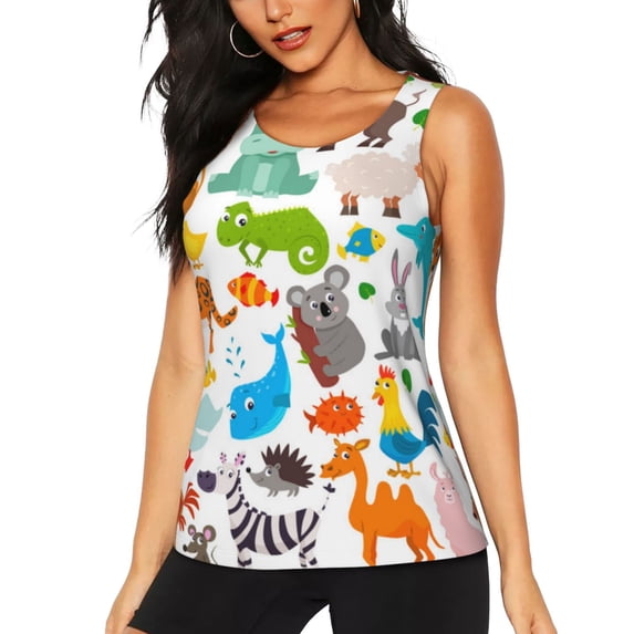 Gaeub Animals Women's Workout Tank Tops Lightweight Sleeveless Shirts for Women for Athletic Running Tennis Yoga - Small