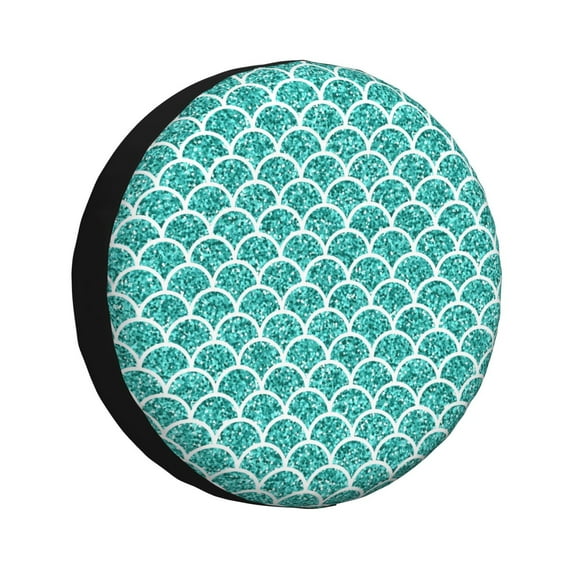Gaeub Aquamarine Glitter1 14-17in Tire Cover, Spare Tire Cover, for Camper Caravan, Trailer, Car, Truck, SUV, Jeep - 14 inch