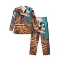 thumbnail image 1 of Gaeub Artistic Orange Carnation Skull Mens Pajamas Set Mens Sleepwear with Long Sleeve Top & Bottoms PJs-Small, 1 of 7