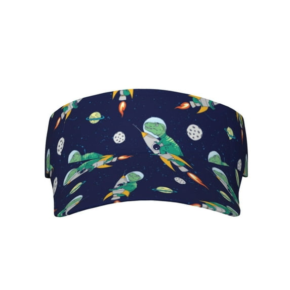 Gaeub Astronaut Dinosaur and Space Sun Visor Hats with Empty Top and Adjustable, UV Protection for Golf Tennis Cycling Running
