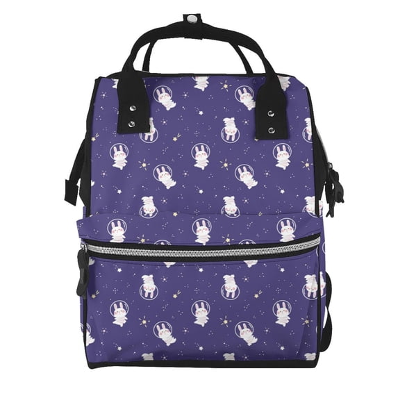 Gaeub Astronaut Rabbit Print Mummy Diaper Bag Backpack,Durable Maternity Baby Nappy Casual Shoulder Bags,Travel Hiking Outdoor Pack