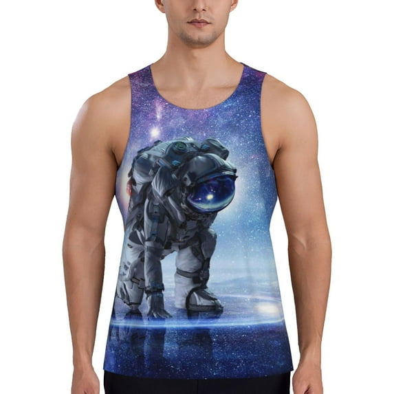 Gaeub Astronauts Start Running Men's Athletic Tank Top, Workout Sleeveless Shirts, Running Tank Tops for Gym, Running, Training - 3X-Large