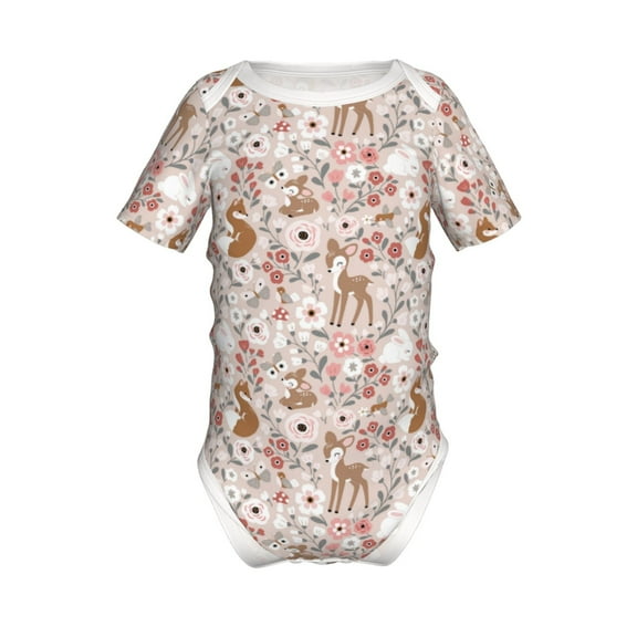 Gaeub Autumn Floral Deer Print Infant Climbing Onesie,Toddler Outfit,Newborn Baby Bodysuit,Baby Boy Girl Clothes -3 Months