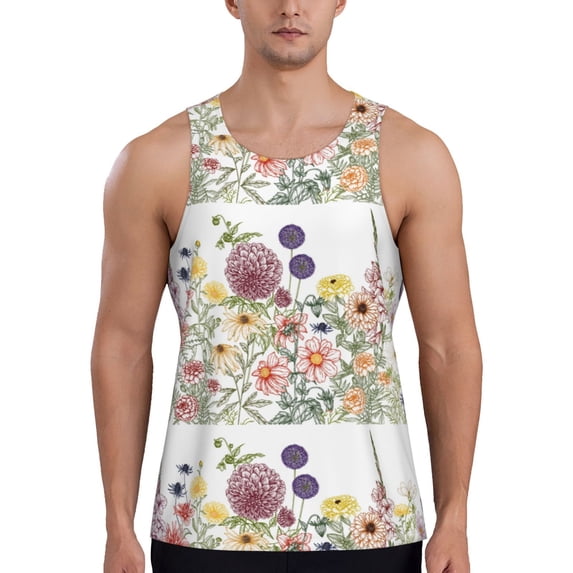 Gaeub Autumn Garden Men's Athletic Tank Top, Workout Sleeveless Shirts, Running Tank Tops for Gym, Running, Training - Large