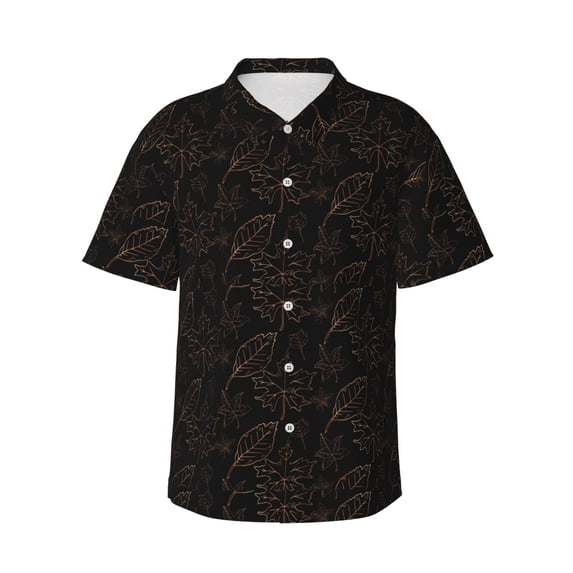 Gaeub Autumn Leaves1 Print Men's Hawaiian Shirt,Button Down Short Sleeves Shirts,Tropical Beach Casual Button Down Shirts,XX-Large