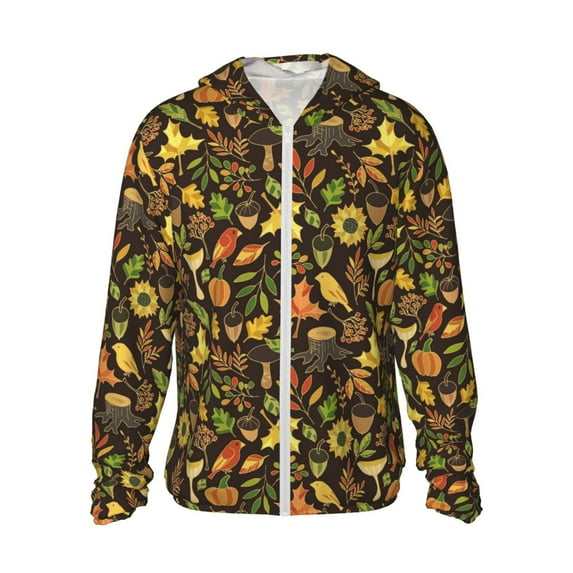Gaeub Autumn Plants Maple Tree Vintage Men's and Women's UPF 50+ Long-Sleeved Sun Protection Clothing, Fishing Shirt Long Sleeve Zip-Medium