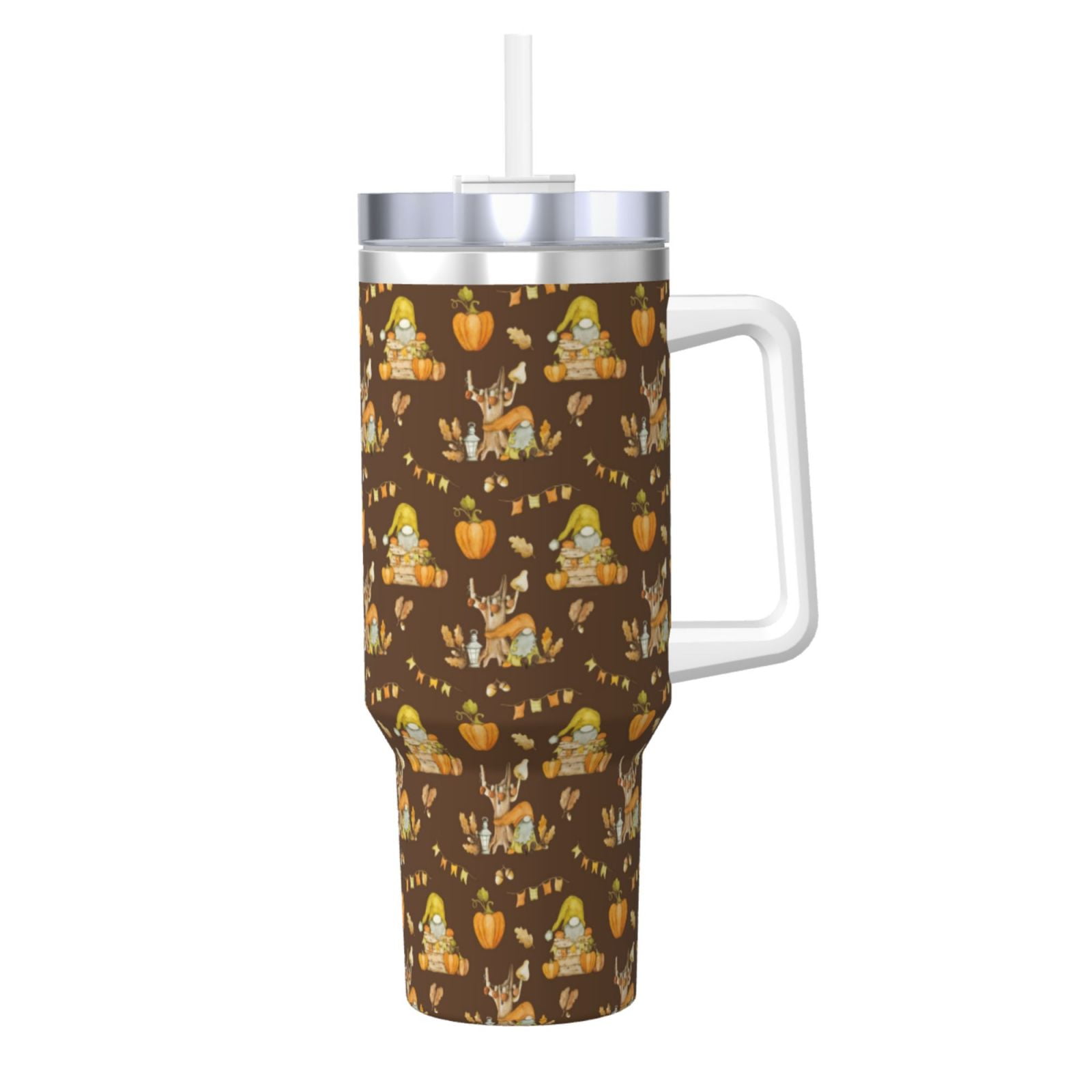Whaline 40oz Fall Tumbler With Handle – Autumn Pumpkin Design, Stainless Steel, Insulated For Hot & Cold Drinks - View #2